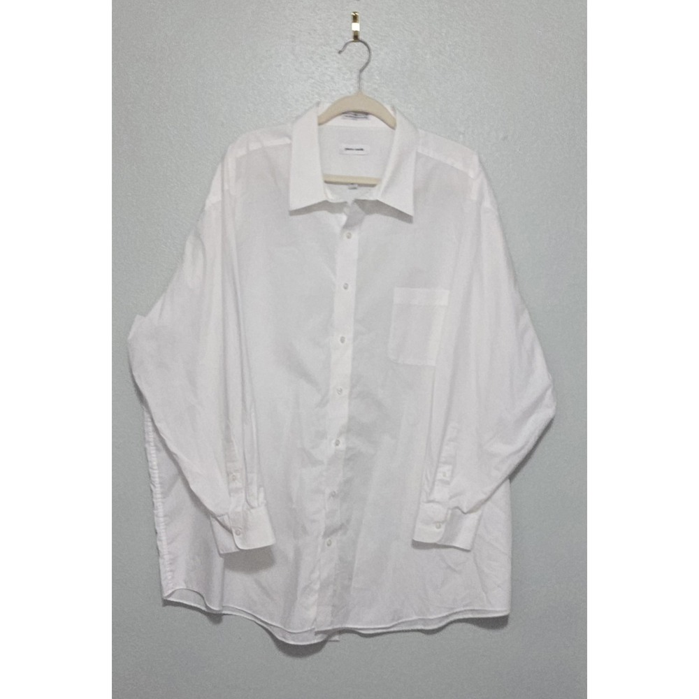 Pierre Cardin Dress Shirt 3XL Big White Cotton Blend Long Sleeve Pocket
